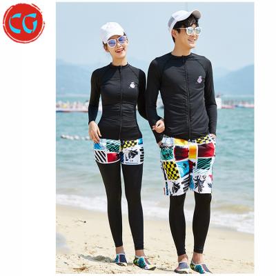 China Wholesale Diving Swimming Snorkeling Custom Design Printing Couples Panel Sunscreen Suits Lovers Rash Guard for sale