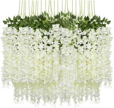 China Artificial Wisteria Ratta Vine/Background Wall Home Decoration Fake Hanging Garland Silk Long Hanging Bush Artificial Flower Party Wedding Home Decor for sale