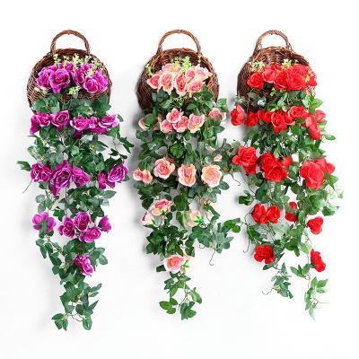 China Really Artificial Flowers Rose Vine Decoration Flower Vine Simulation Rose Wall Hanging For Party from feel maker for sale