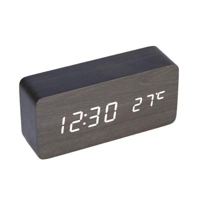 China Class Amazon Hot Selling LED Desk Clock Digital Wooden Table Clock and Alarm Clock with Temperature Display for sale