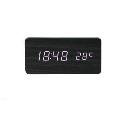 China LED Display Temperature Electronic Calendars Desk Table Clock Wooden Decorative Desk Clock for sale