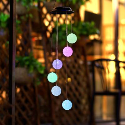 China Amazon Best Selling Spike Outdoor Waterproof Hanging Lights LED Crystal Ball Wind Chime Solar Wind Chime for sale