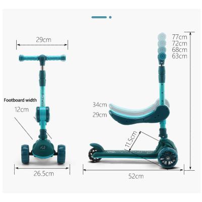 China PU Factory Price Kids Scooter With 3 Wheels Seat Outdoor Sports Kick Scooters for sale