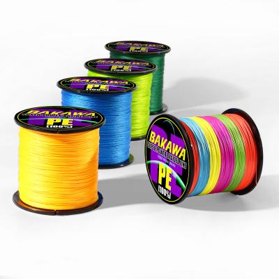 China Factory wholesale high tensile super strong pe 4 8 9 16 color nylon braided line fishing line for sale