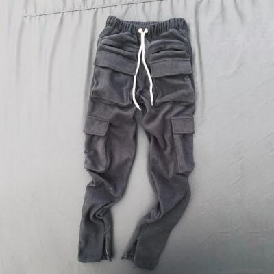 China Winter Anti-pilling Casual Solid Color Hair With Pants Pocket Men's Warm Pants for sale