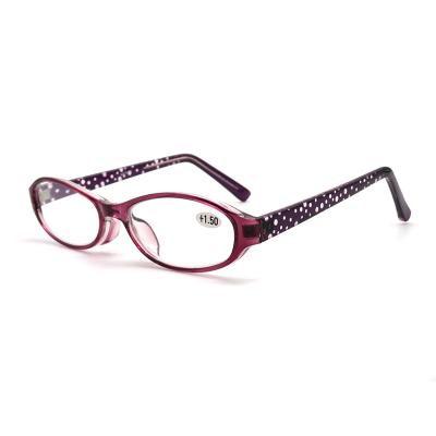 China Slim Customize Design Oval Frame Women Plastic Reading Glasses for sale