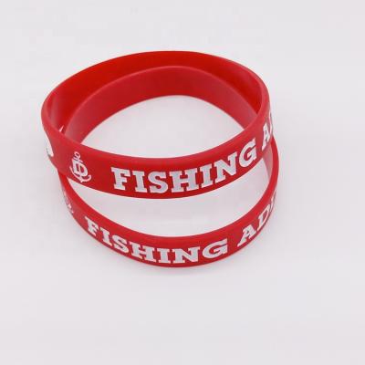 China Religious Customize Red Debossed Silicone Wristbands Bands With Debossed Logo Rubber Wristbands For Promotion for sale