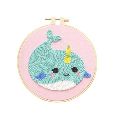 China Eductional Toys Educational Toys Kids Cartoon DIY Punch Needle Starter Kit Cover Hanging Embroidery Kit for sale