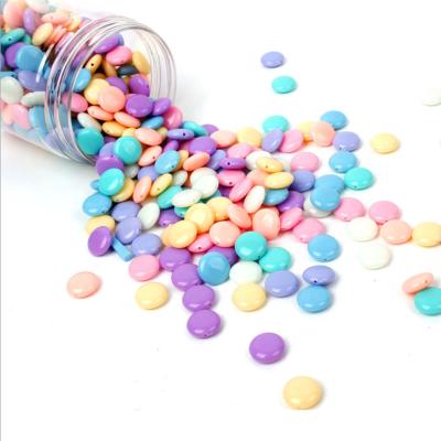 China Jewelry Making DIY Beaded Accessories Acrylic Colored Plastic Loose Beads Round Flat Beads for sale