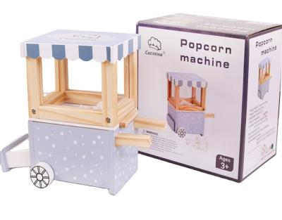 China Wooden Kids Toys Kitchen Toys Intelligence Development Children Play Gift Popcorn Machine Wooden Set for sale