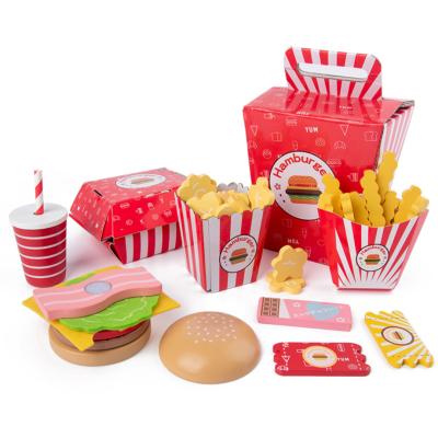 China Wooden Toys Kitchen Toys Intelligence Development Children Kids Play Gift Hamburger Wooden Set for sale