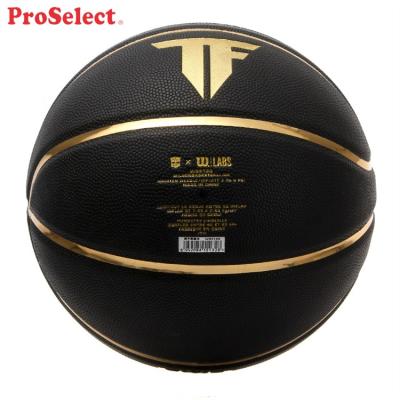 China Gold Heat 7 Proselect Transfer Awesome Globe Black Ballon Logo Basketballs for sale