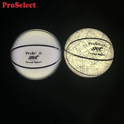 China 7 Custom Proselect Logo Glow In The Dark Leather Basketball for sale