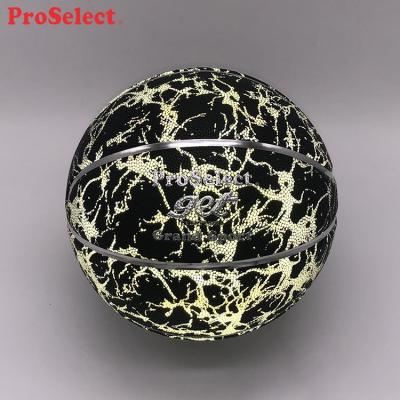 China 7 Proselect Luxury Luminous Glow Gold Black Basketball for sale