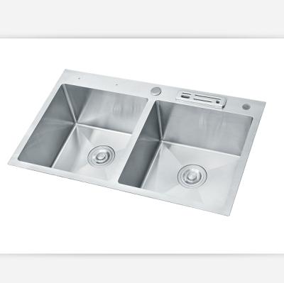 China Without Faucet 8245SE Undermount Double Sink Stainless Steel Kitchen Equipment Handmade Sink Bowl for sale