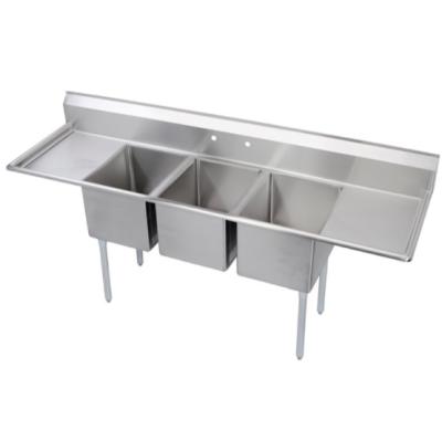 China Factory Sales Commercial Three Compartment Sink With 2 Drainer Stainless Steel Three Compartment Sink for sale