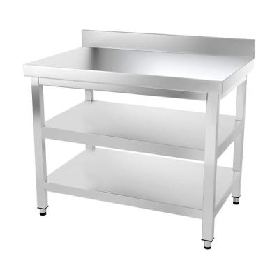 China Commercial hotel kitchen restaurant 1000mm stainless steel table with low shelf and intermediate shelf kitchen work table for sale