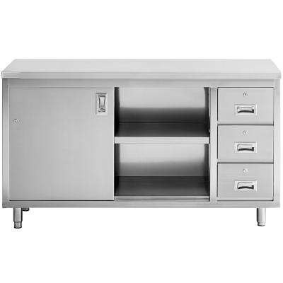 China Hotel kitchen restaurant stainless steel work table with shelf and drawer take apart work table for sale