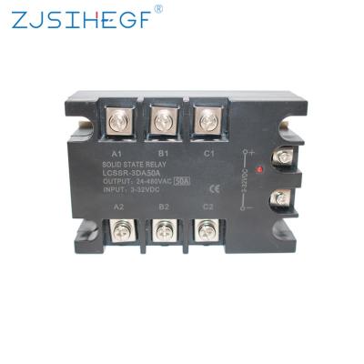 China ZJSIHEGF China Factory Sealed High Quality Solid State Relay Three Phases AC 3-32V DC Control 24-480V SSR-50DA Black Type for sale