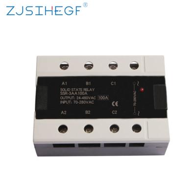 China Sealed China Factory ZJSIHEGF Three Phases High Quality Solid State Relay SSR-100A AC Control AC 70-280VAC To 24-480VACA for sale