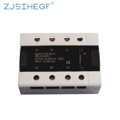 China China Factory Sealed High Quality Three Phases Solid State Relay SSR-40A AC Control AC 70-280VAC To 24-480VACA for sale