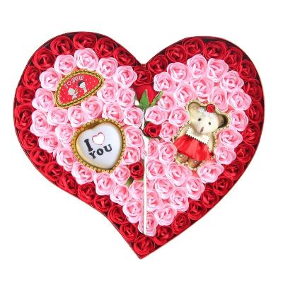 Cina Hot Selling Soap Flower Simulation Love Rose Gift Box Soap Flower Valentine's Day Birthday Gift Heart Shaped Flower in vendita