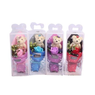 China Chinese Hot PVC Gift Box Flower Hand Soap Bear Style Valentine's Day Creative Pink Flower Available Gift G70 à venda