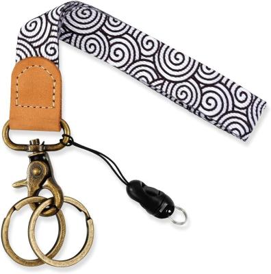 China High Quality Hot Selling Leather Motorcycle Key Chain Wrist Lanyard Key Chain Bracelet Lanyard Cool Short Main PU For Car Key Phone Wallet for sale