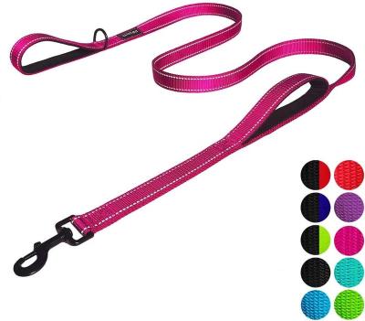 China Thoughtful Heavy Duty Traffic Padded Two Handles Lead Dog Leash 6ft Long Thoughtful Double Handles Lead For Training Control for sale