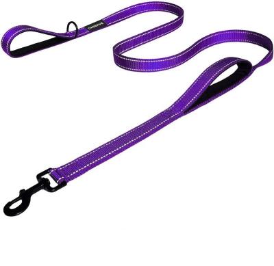 China DETACHED Heavy Duty Traffic Padded Two Handles Lead Dog Leash 6ft Long Reflective Double Handles Lead For Training Control for sale