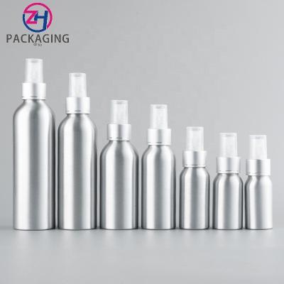 China Personal packaging sliver40ml 50ml 100ml 120ml 150ml 200ml 250ml empty matte aluminum skin care spray lotion pump bottle for skin water cosmetic shampoo for sale