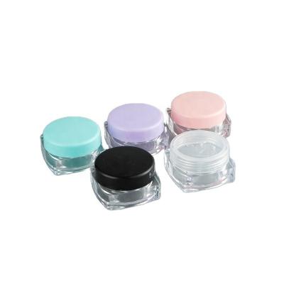 China Factory direct sale 10g square bottom packaging pink purple green black white translucent plastic AS eye cream cosmetic jar for sale