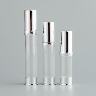 China Cosmetic In Stock Bottle Luxury Cosmetic Packaging 5ml 10ml 15ml 20ml 30ml Silver Airless Lotion Pump Bottle For Skin Care for sale