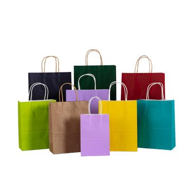 China Recyclable Custom Your Own Logo Size Color Cheap Food Take Away Bown Kraft Paper Bag With Handle Paper Carry Bag Grocery for sale