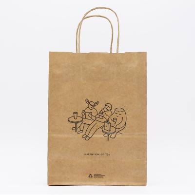 China 2021 Customs Printed Biodegradable Grocery\Shopping\Gift and Food Paper Bag, Using Recycled Brown or White Kraft Paper for sale