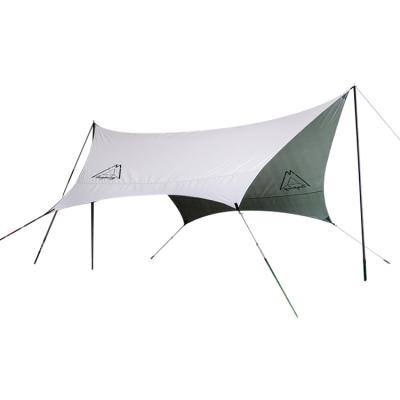 China 210D Warm Ivory Foldable Oxford With Silver Coated Outdoor Tent Rainproof Camping Tent Tarp Canopy Anti-UV Tent for sale