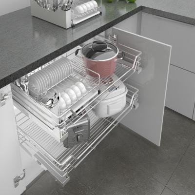 China Flexible storage system with soft closed runner or slider basket sideboard organizer pull-out system for sale