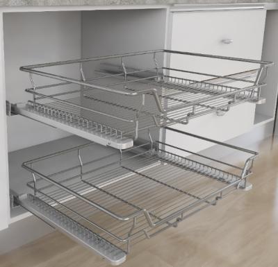 China Sustainable Wire Bin Pull Out Shelf Storage For Kitchen Base Cabinet Organization, Chrome for sale