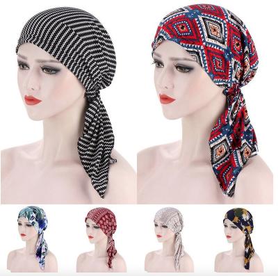 China Fashion CCY Fashion Headbands Muslim Printed Under Chiffon Hijabs Hair Wraps Turban Bandana Underscarf Headwear Inner Hat Caps For Women for sale