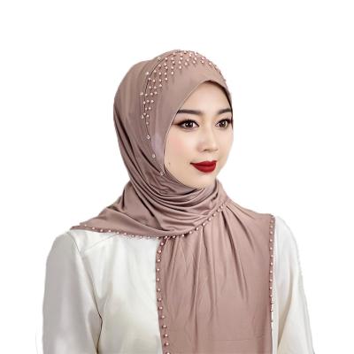 China Custom CCY Ethnic Scarf and Shawl Muslim Beaded Hijab Dubai Malaysia Prayer Hijab Tudung  Islamic Women's Headscarves for sale