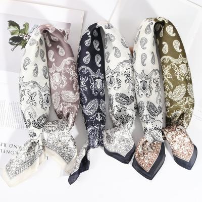 China Custom CCY 90*90cm Custom Pattern Satin Silk Printed Muslim Square Hijab Fashion Headscarf High Quality Ladies Head Warps Hijabs Scarfs for sale