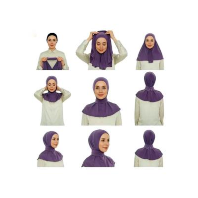 China Custom CCY  Muslim Scarfs and Hijabs Premium Jersey Instant Hijab With Tie Back Buttons For Islamic Women Everyday Hijab Ready To Wear for sale