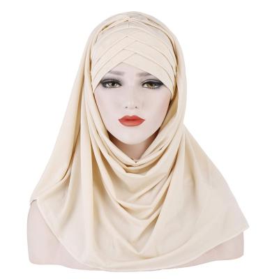 China Chiffon CCY Musulman Solid Colour Cotton Turban Bandana Hat Instant Scarf Muslim Islamic Hijabs Cap Head Wraps Headscarves For Women for sale