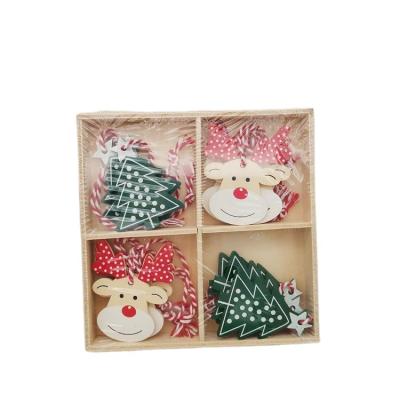 China Factory Supply Rustic Christmas Home Hanging Ornaments Wooden Christmas Tree Pendant for sale