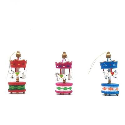 China Factory Sale Indoor Christmas Tree Personalized Toys Mini Wood Carousel Horse Christmas Gifts Kids Gift for sale