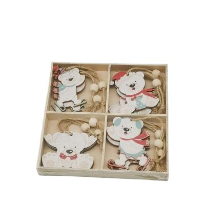 China Rustic Premium Wooden Christmas Tree Ornaments Cute House Hanging Ornaments Wholesale for sale