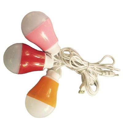 China Desktop 5W USB Plug In Colorful LED Bulb With 1M Cable for sale