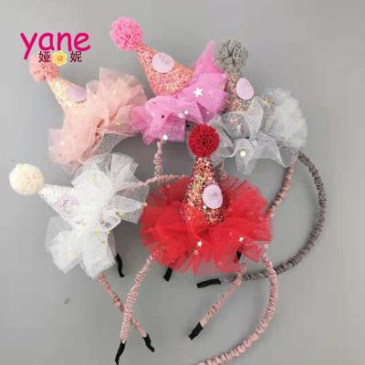 China Girls Headband Girl Bling Headband Decorated Little Hat With Colorful Ball And Yarn Thin Headband For Girls for sale