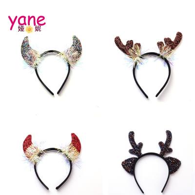 China Christmas Kids Headband Festival Kid Headband Bling Reindeer Horn Christmas Party Style Headband for Kids for sale