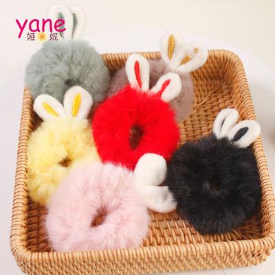 China Fashion Velvet Rabbit Ear Rabbit Ear Shape Style Hair Rubber Band For Girls for sale